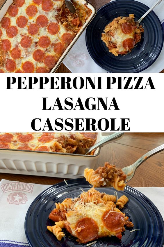 3-Cheese Pepperoni Pizza Lasagna Casserole